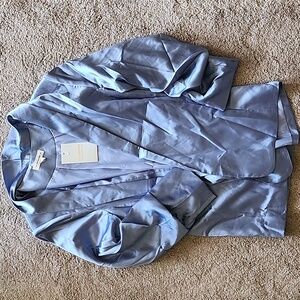 Blue satin blazer set
